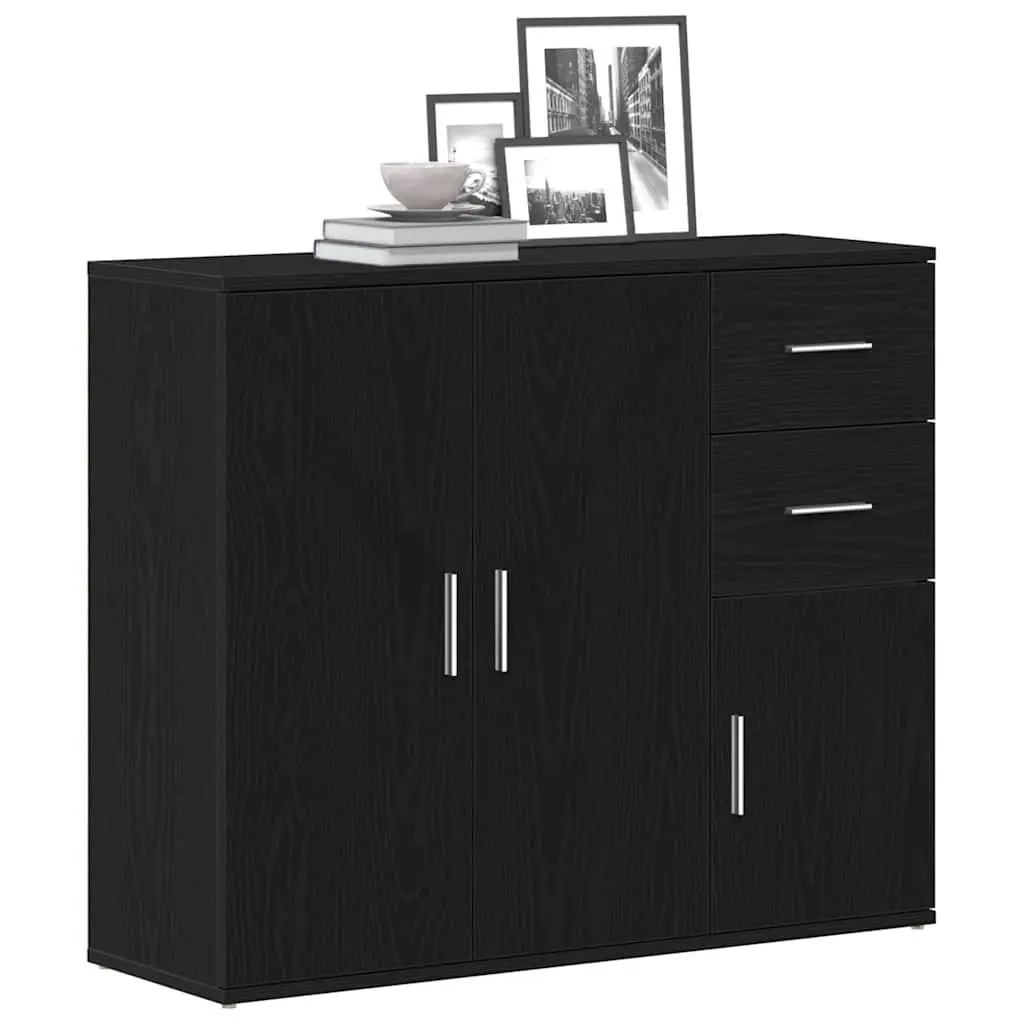 Sideboard Storage Cabinet Black Oak 91x29.5x75 cm Home Furniture