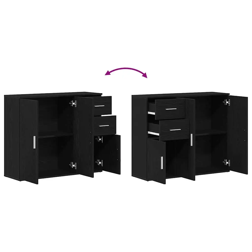 Sideboard Storage Cabinet Black Oak 91x29.5x75 cm Home Furniture
