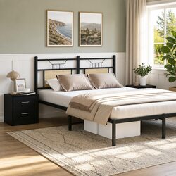 Specifications of Black Oak Bedside Cabinet with 2 Drawers