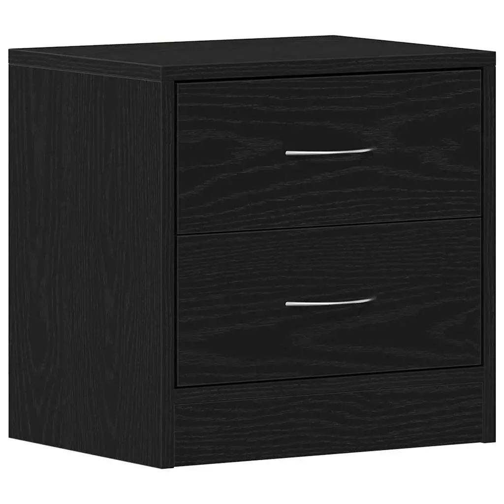 Bedside Table Black Oak 40x30x40 cm Nightstand with 2 Drawers