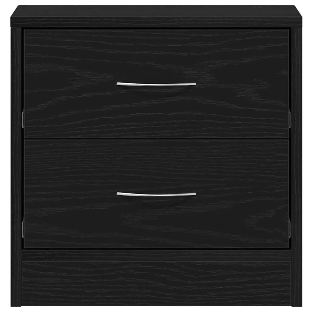 Bedside Table Black Oak 40x30x40 cm Nightstand with 2 Drawers