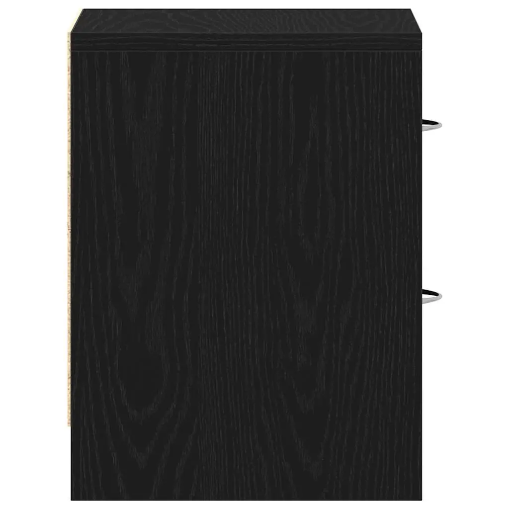 Bedside Table Black Oak 40x30x40 cm Nightstand with 2 Drawers