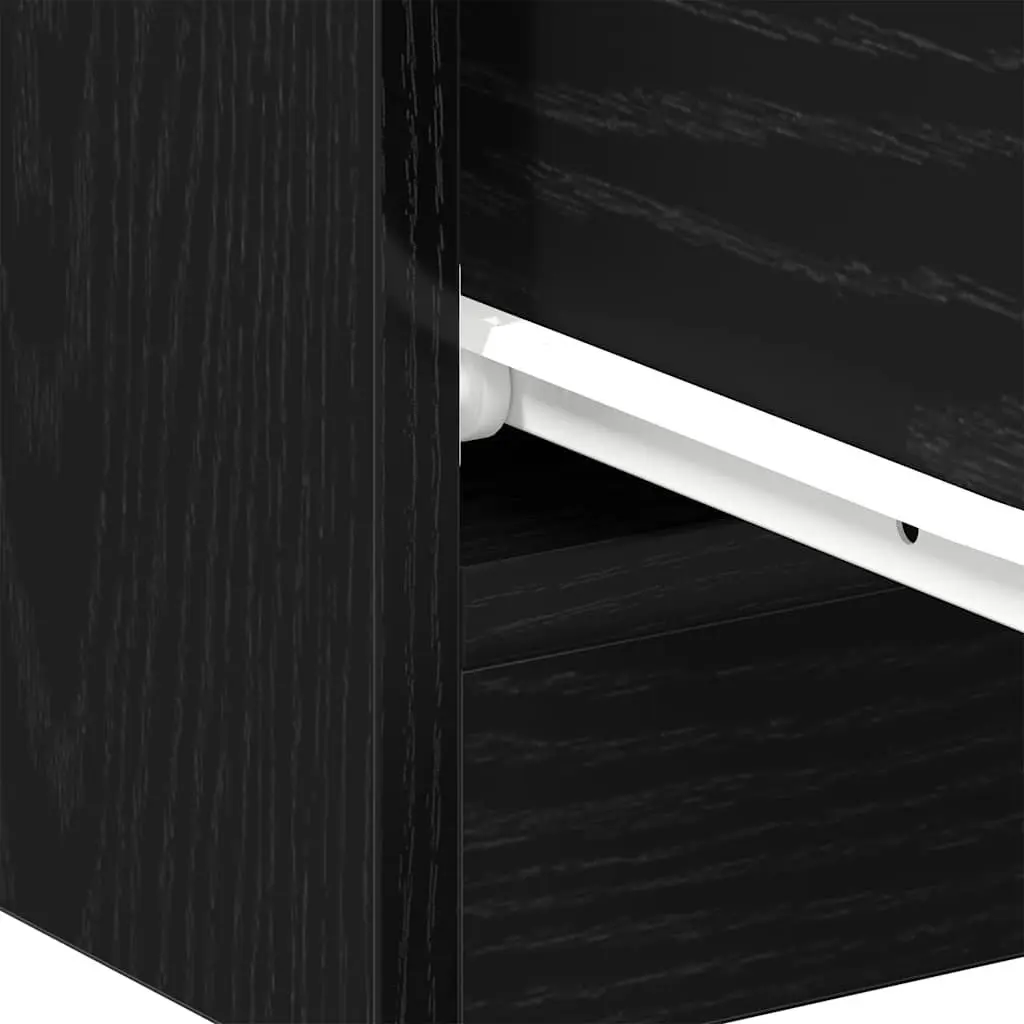 Bedside Table Black Oak 40x30x40 cm Nightstand with 2 Drawers