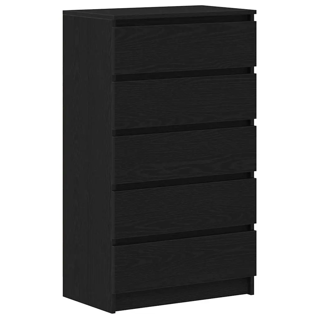 Drawer Cabinet Black Oak 60x36x103 cm Storage Chest 5 Drawers