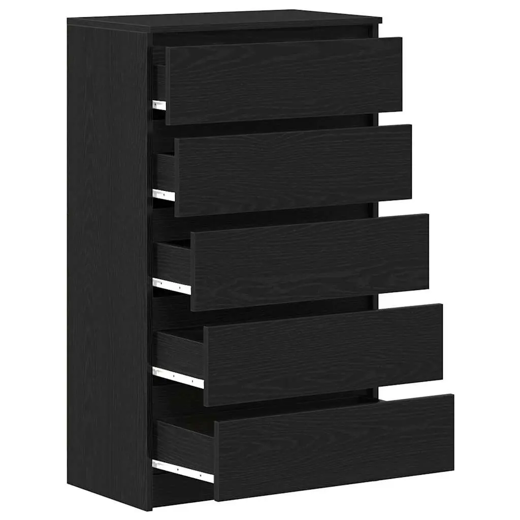Drawer Cabinet Black Oak 60x36x103 cm Storage Chest 5 Drawers