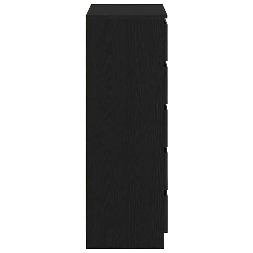 Drawer Cabinet Black Oak 60x36x103 cm Storage Chest 5 Drawers