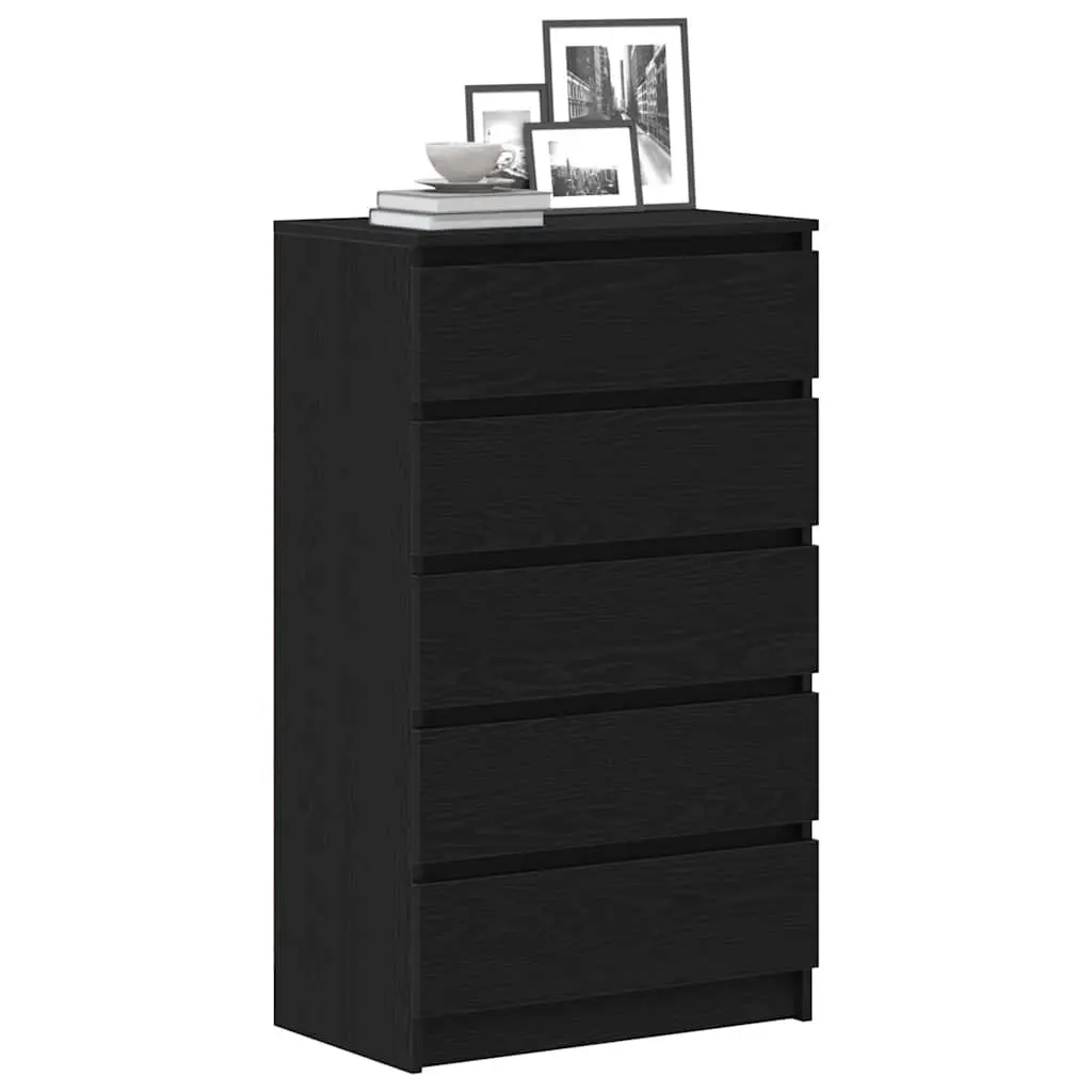 Drawer Cabinet Black Oak 60x36x103 cm Storage Chest 5 Drawers