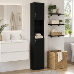 Black Engineered Wood Bathroom Cabinet, Dimensions 32x25.5x190 cm