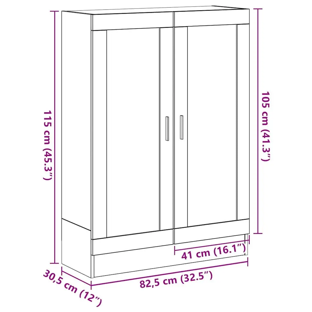 Book Cabinet Black Oak Living Room 82.5x30.5x115 cm Storage Shelves Engineered Wood
