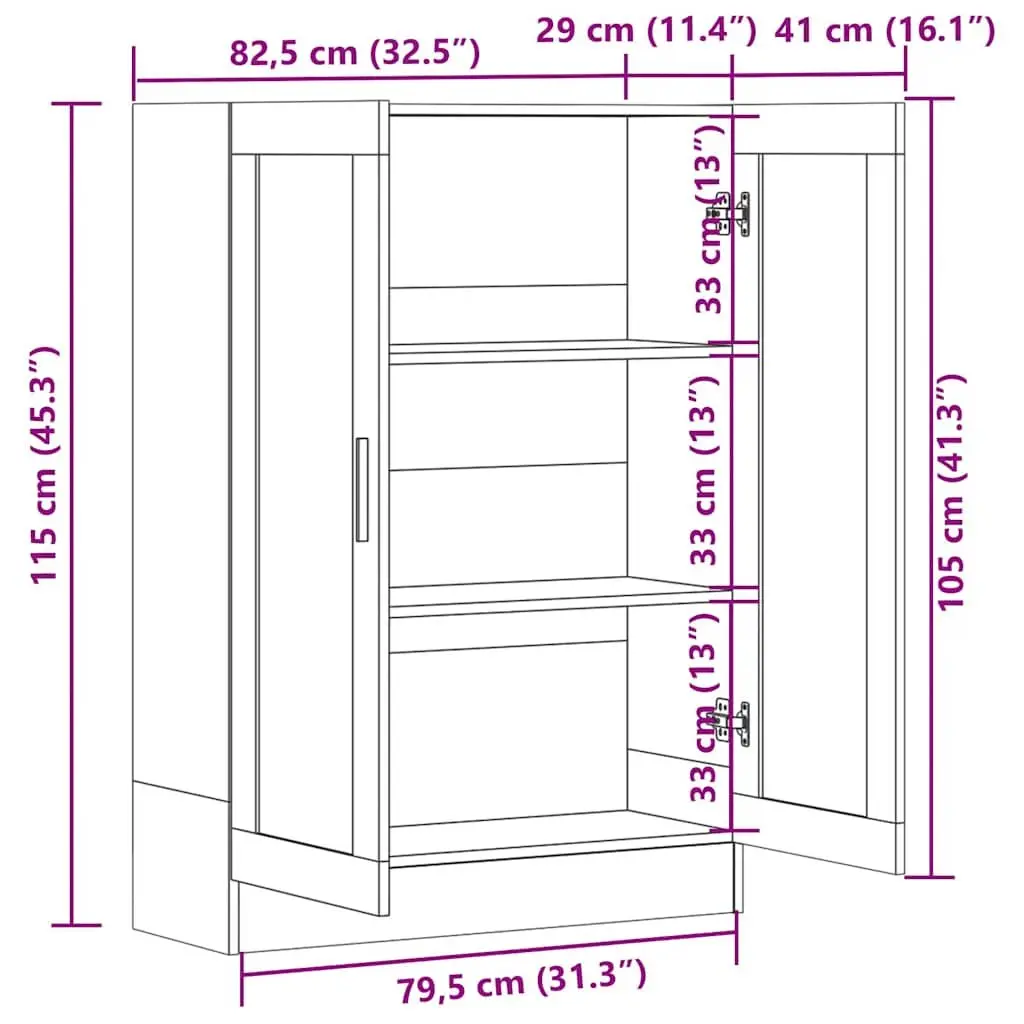 Book Cabinet Black Oak Living Room 82.5x30.5x115 cm Storage Shelves Engineered Wood