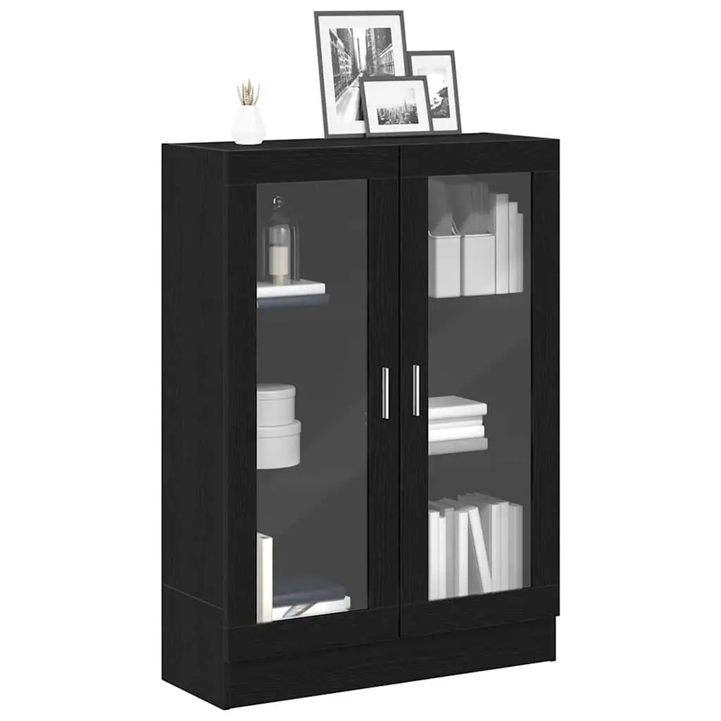 Book Cabinet Black Oak Living Room 82.5x30.5x115 cm Storage Shelves Engineered Wood