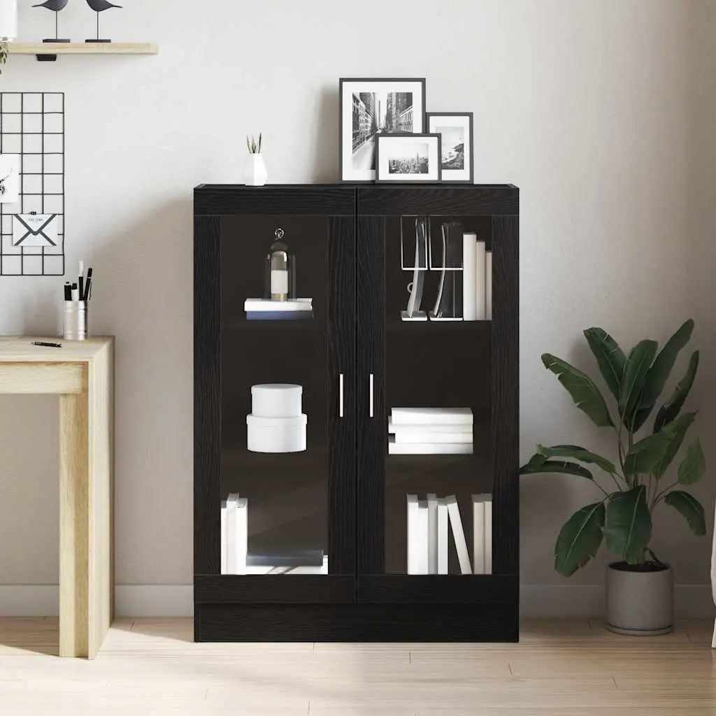 Book Cabinet Black Oak Living Room 82.5x30.5x115 cm Storage Shelves Engineered Wood