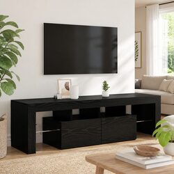 140cm Black Oak Engineered Wood TV Cabinet with LEDs