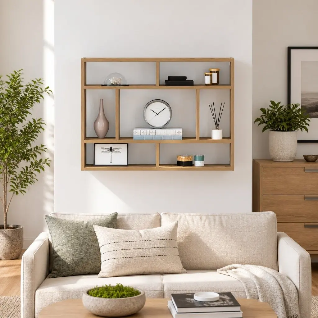 Wall Shelf Floating Storage Organizer Brown 75 x 16 x 55 cm Home Decor Display Shelving Unit