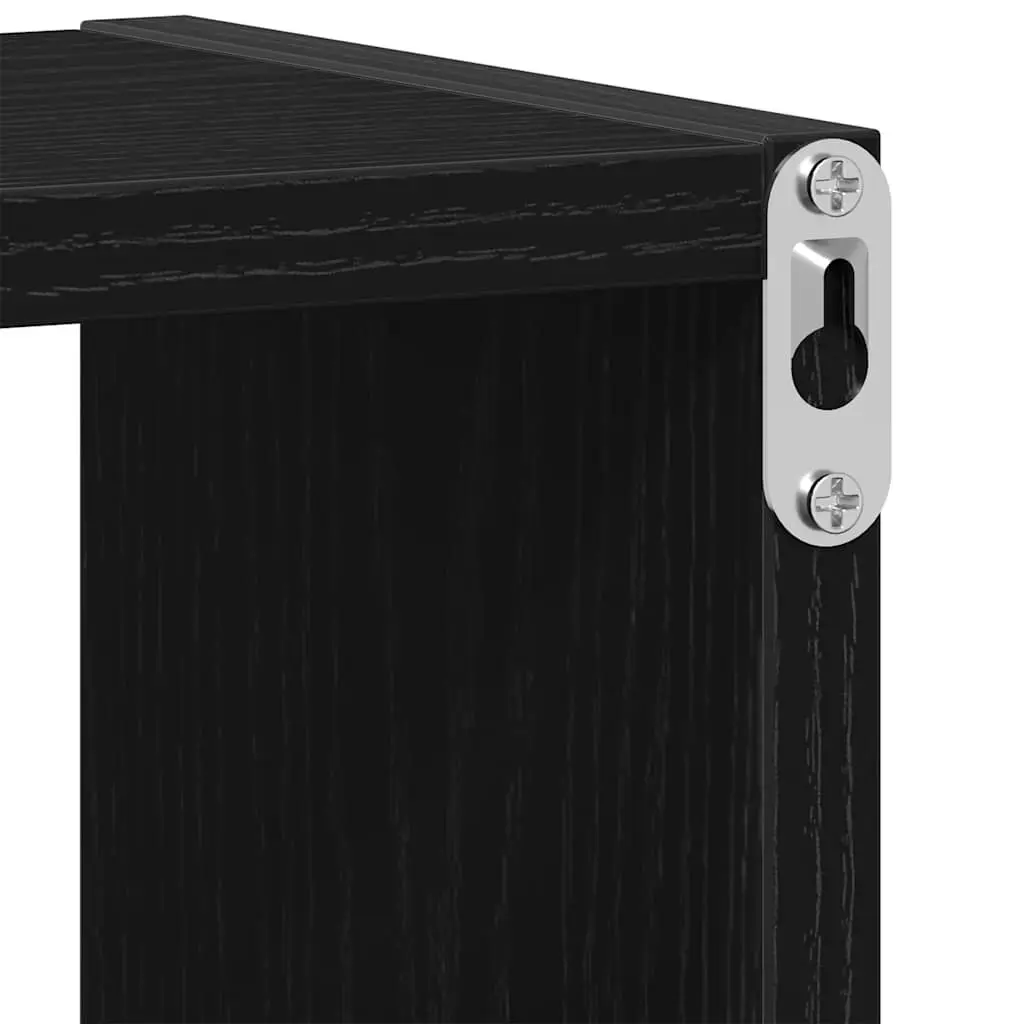 Wall Shelf Black Oak Floating Storage Display Organiser Bedroom 75 x 16 x 55 cm