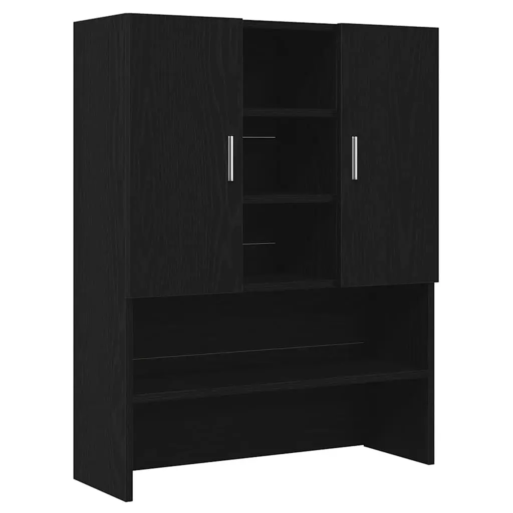 Washing Machine Cabinet Bathroom Laundry Room Black Oak 70.5 x 25.5 x 90 cm