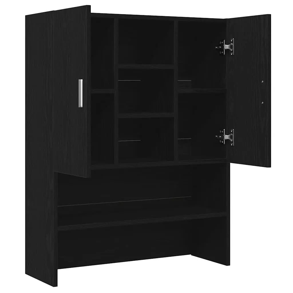 Washing Machine Cabinet Bathroom Laundry Room Black Oak 70.5 x 25.5 x 90 cm