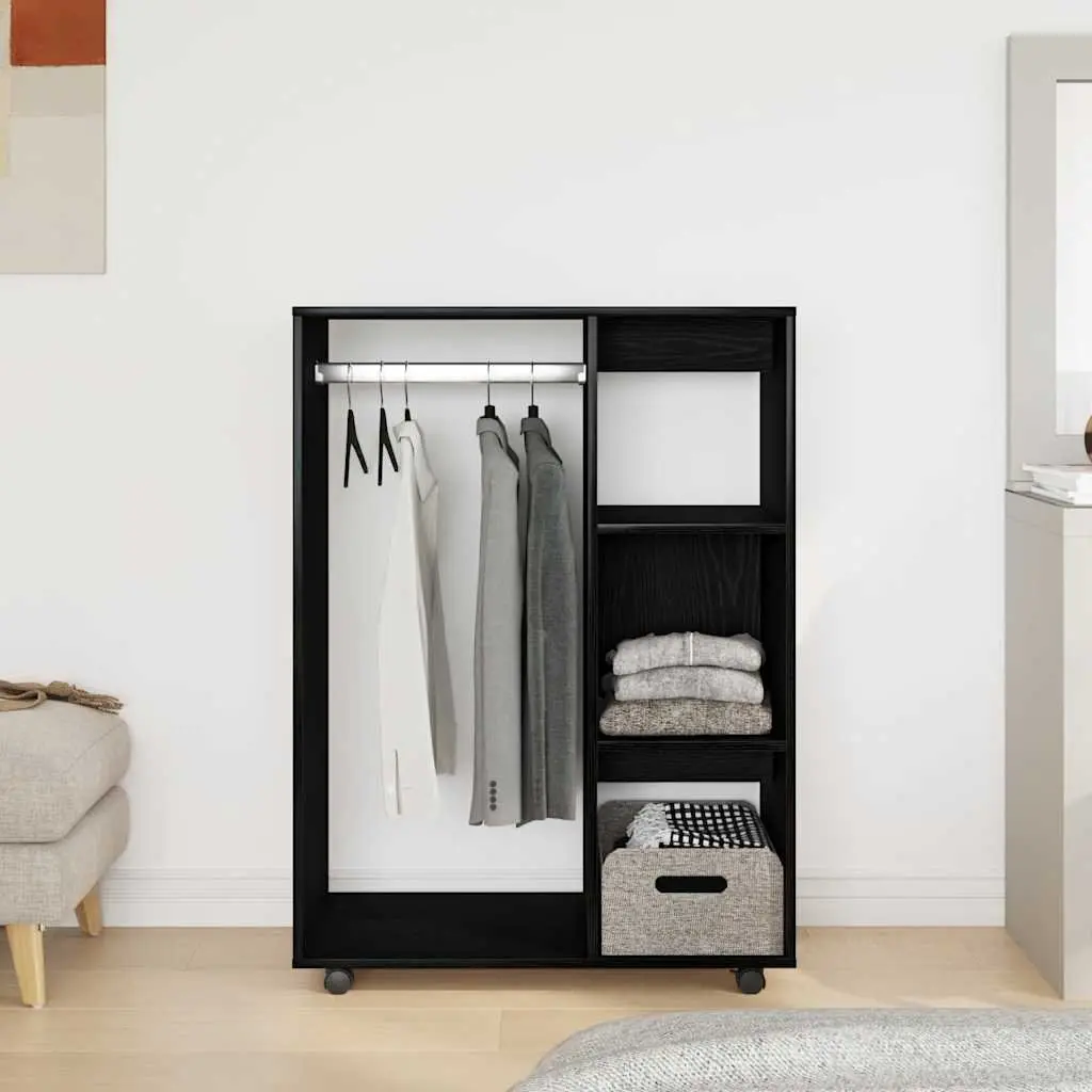 Wardrobe Black Oak Engineered Wood Storage Cabinet 80x40x110 cm