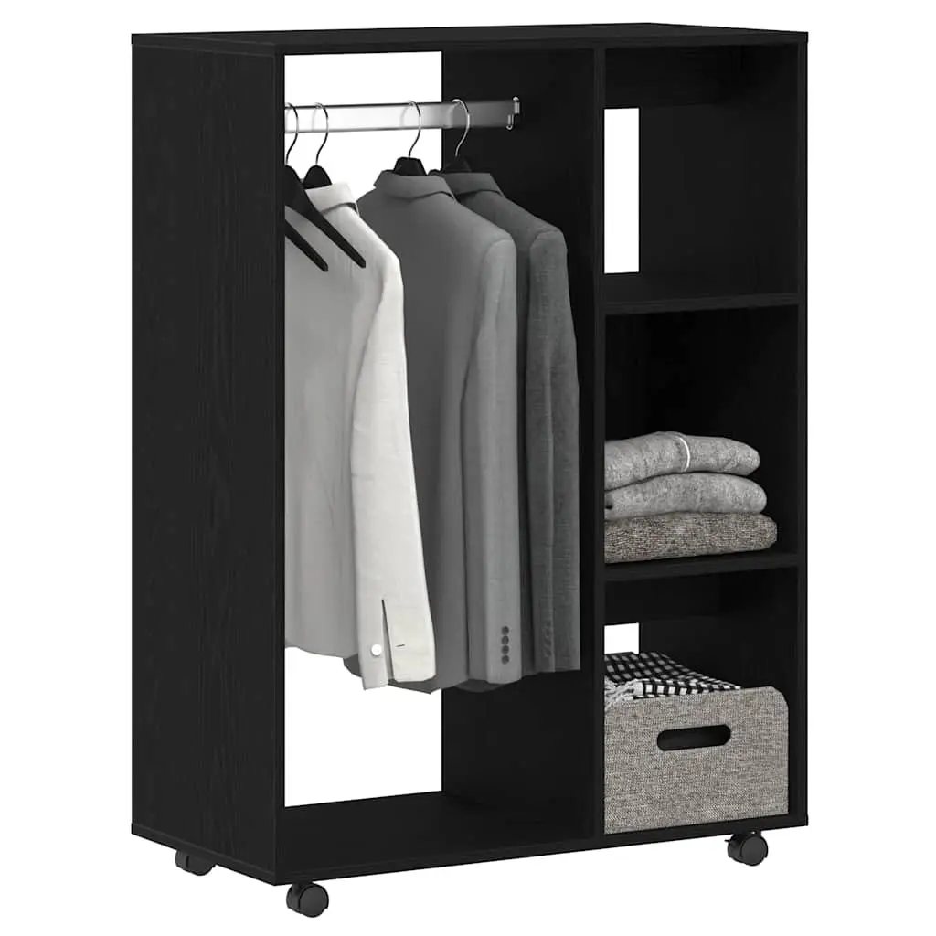 Wardrobe Black Oak Engineered Wood Storage Cabinet 80x40x110 cm