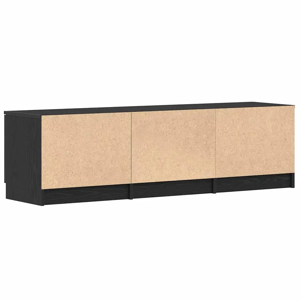 Black TV Cabinet with Drawer Modern Living Room Entertainment Unit 140cm