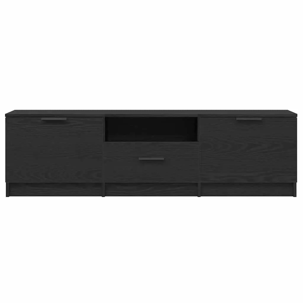 Black TV Cabinet with Drawer Modern Living Room Entertainment Unit 140cm