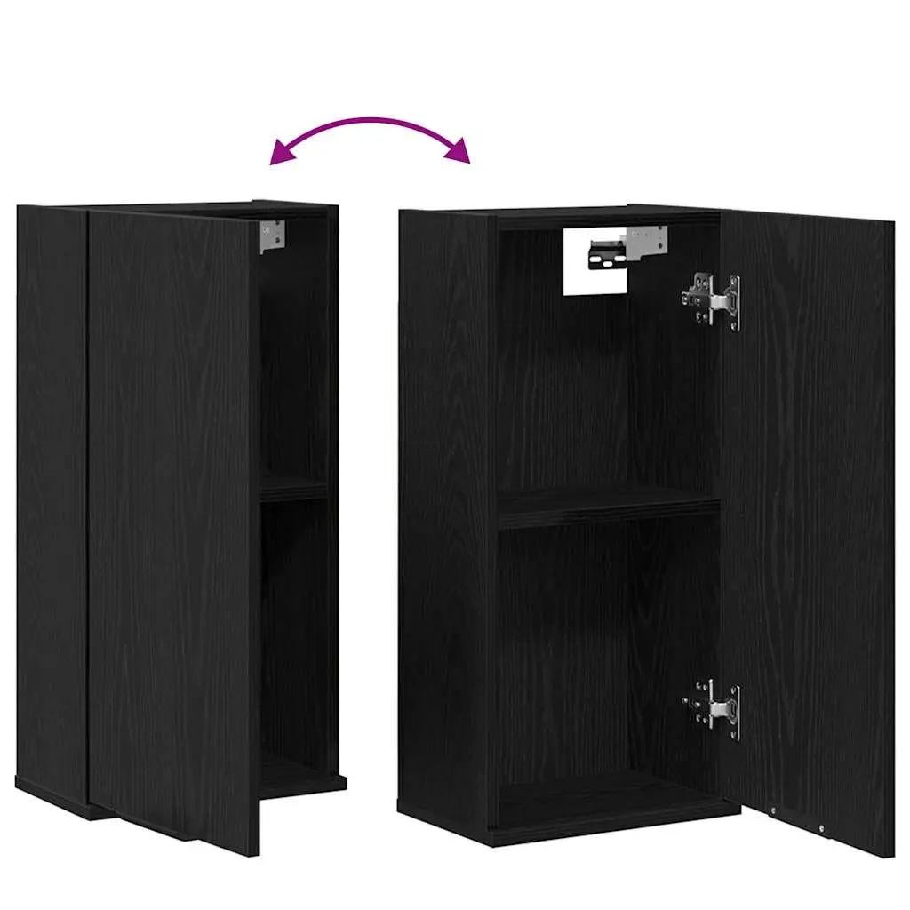 Wall-mounted Bathroom Cabinet Black Oak Engineered Wood Storage Unit 32 x 20 x 67 cm