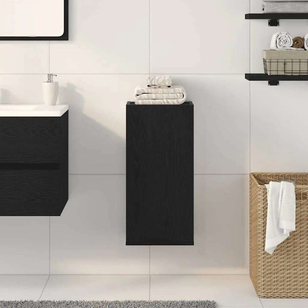 Wall-mounted Bathroom Cabinet Black Oak Engineered Wood Storage Unit 32 x 20 x 67 cm