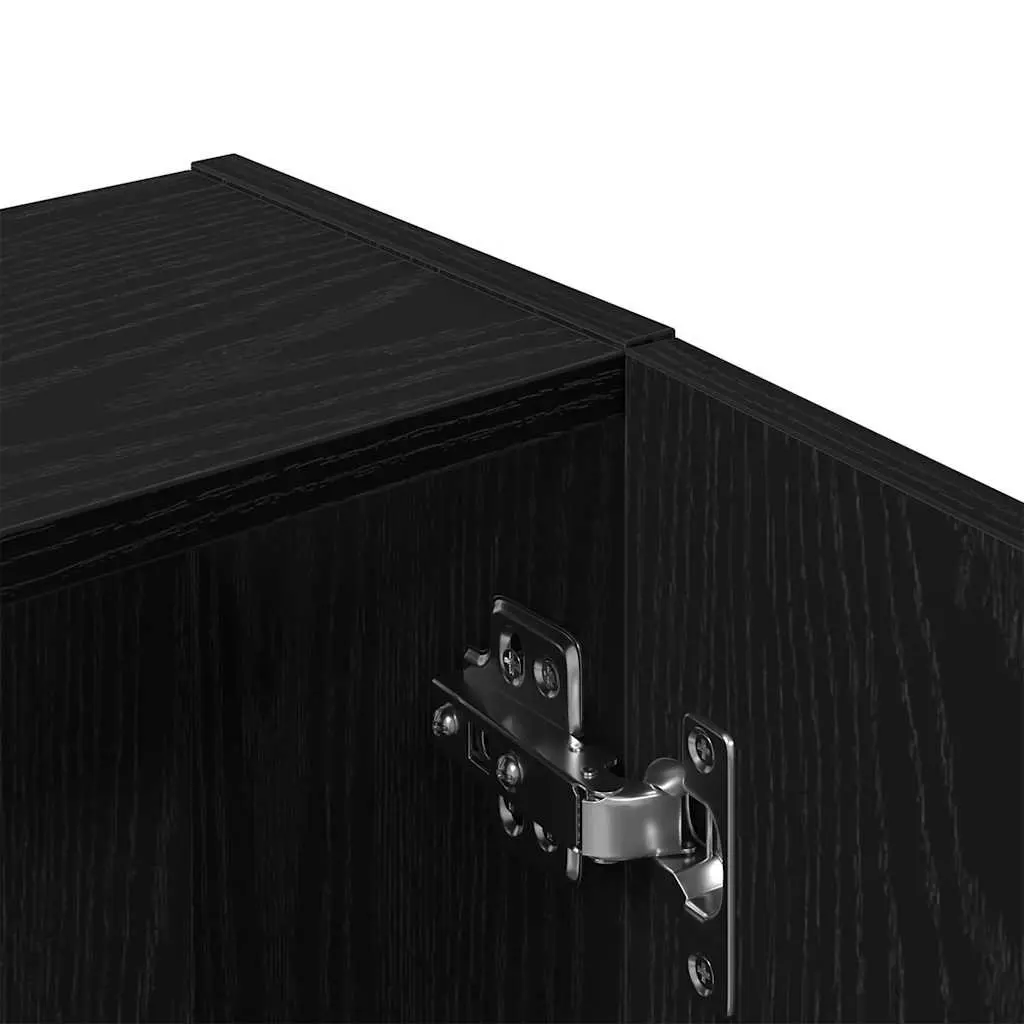 Wall-mounted Bathroom Cabinet Black Oak Engineered Wood Storage Unit 32 x 20 x 67 cm