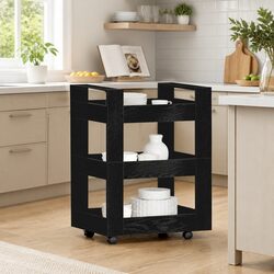 Engineered Wood Kitchen Trolley 60 x 45 x 80 cm, Black
