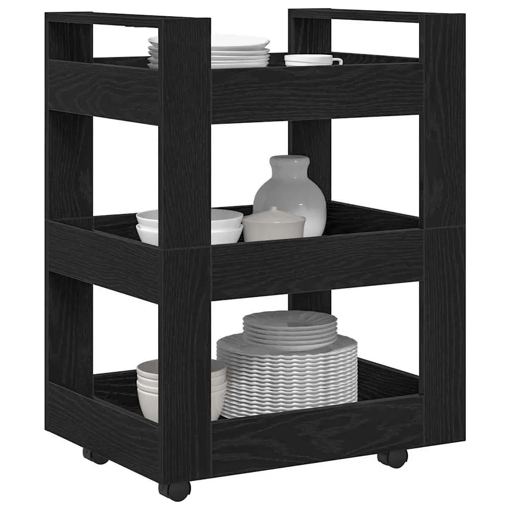 Engineered Wood Kitchen Trolley 60 x 45 x 80 cm, Black