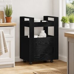 Kitchen Trolley Specifications: Black Engineered Wood 60 x 45 x 80 cm