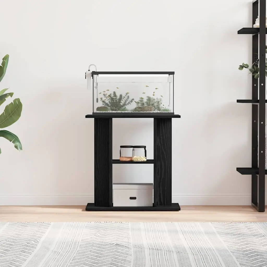 Aquarium Stand 3-Tier Fish Tank Display Cabinet Black Oak