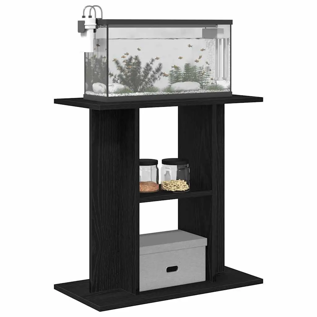 Aquarium Stand 3-Tier Fish Tank Display Cabinet Black Oak