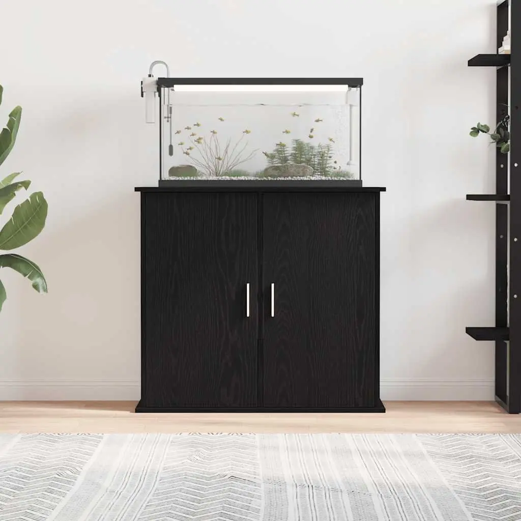 Aquarium Stand Fish Tank Cabinet Storage Black Oak 81 x 36 x 73 cm