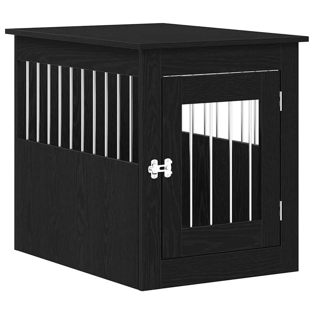 Dog Crate Furniture End Table Black Oak 55x75x65cm