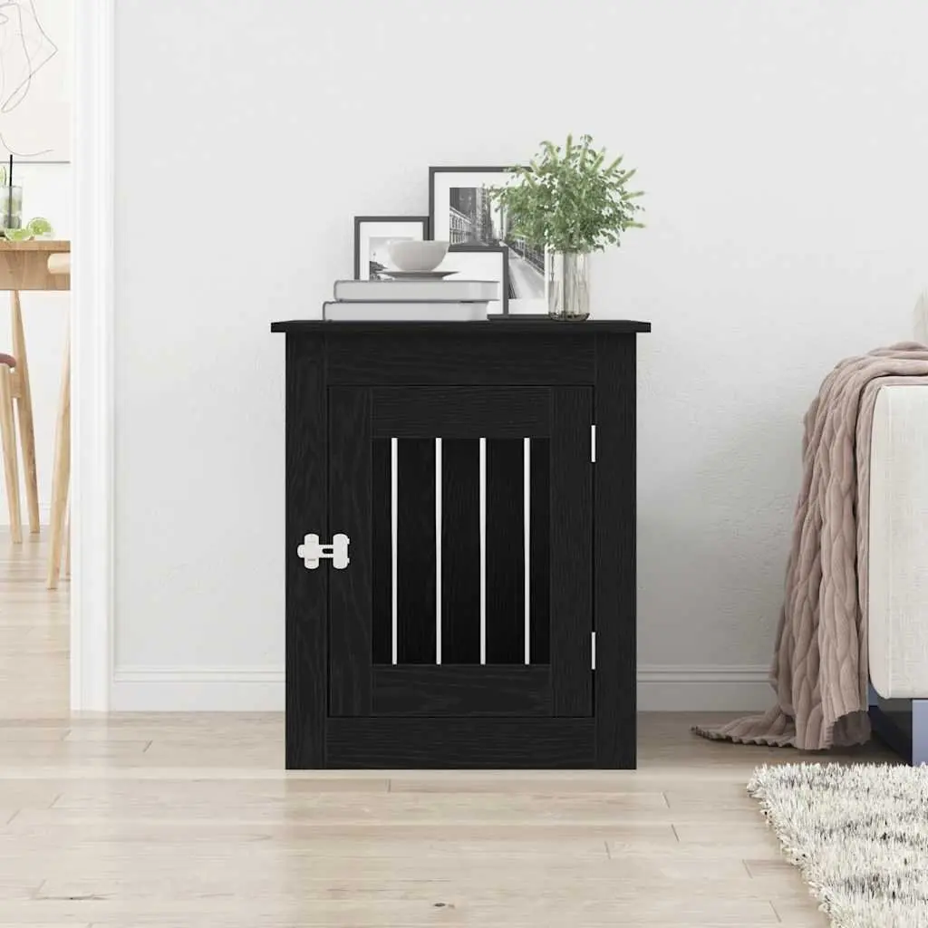 Dog Crate Furniture End Table Black Oak 55x75x65cm