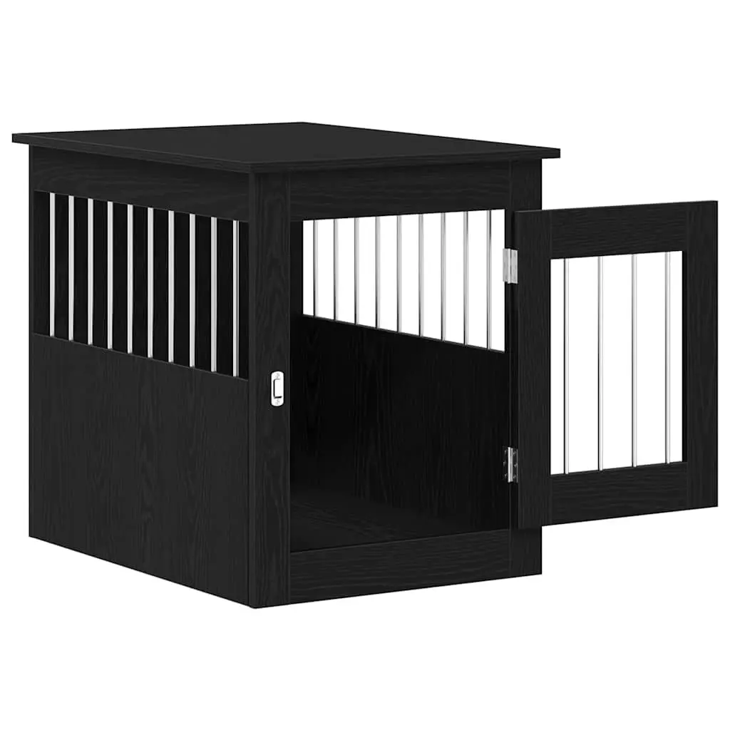 Dog Crate Furniture End Table Black Oak 55x75x65cm