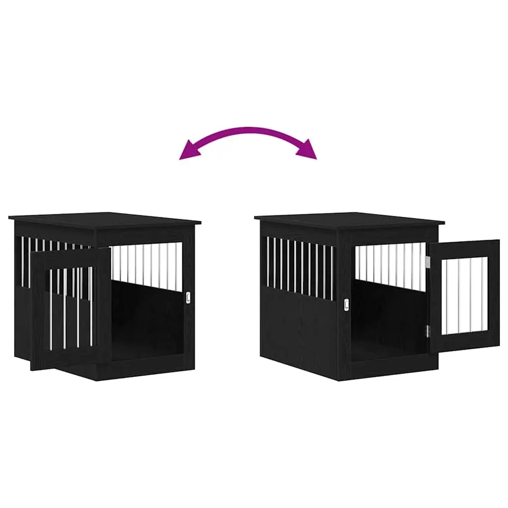Dog Crate Furniture End Table Black Oak 55x75x65cm