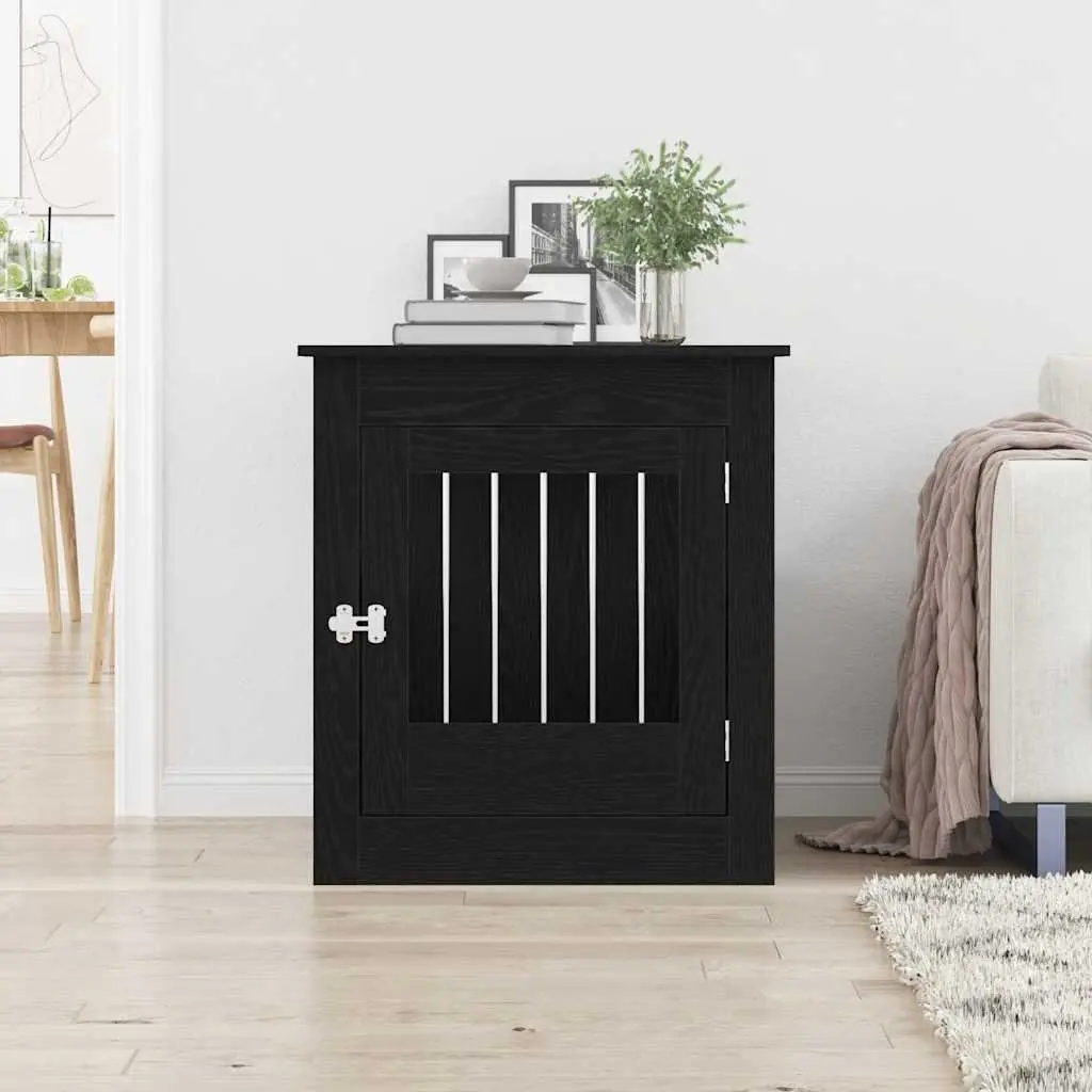 Dog Crate Furniture End Table Black Oak 64.5 x 80 x 71 cm