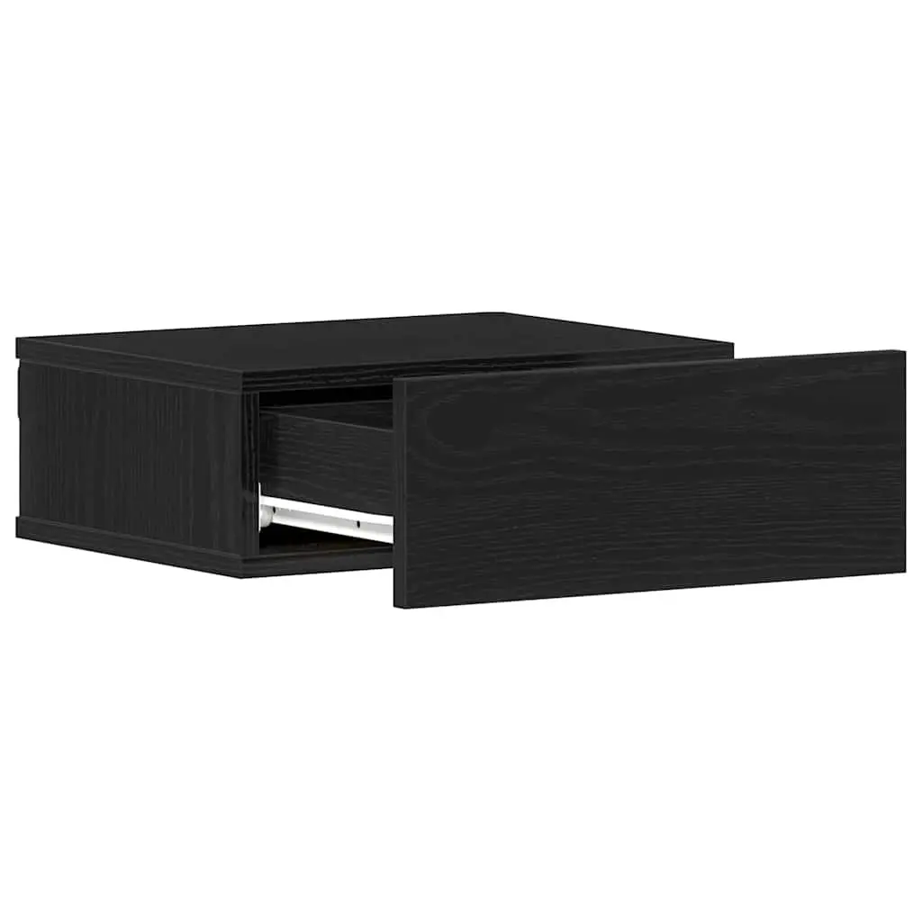 Floating Bedside Table Wall-Mounted Nightstand Brown Engineered Wood Storage