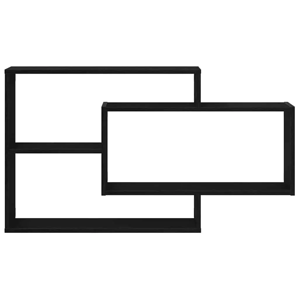 Wall Shelf Black Oak Floating Storage Organizer Engineered Wood Home Display