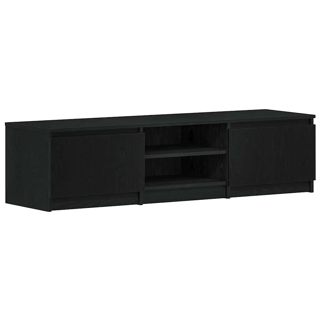 TV Cabinet Living Room Black Oak 140x40x36cm Engineered Wood Storage Unit