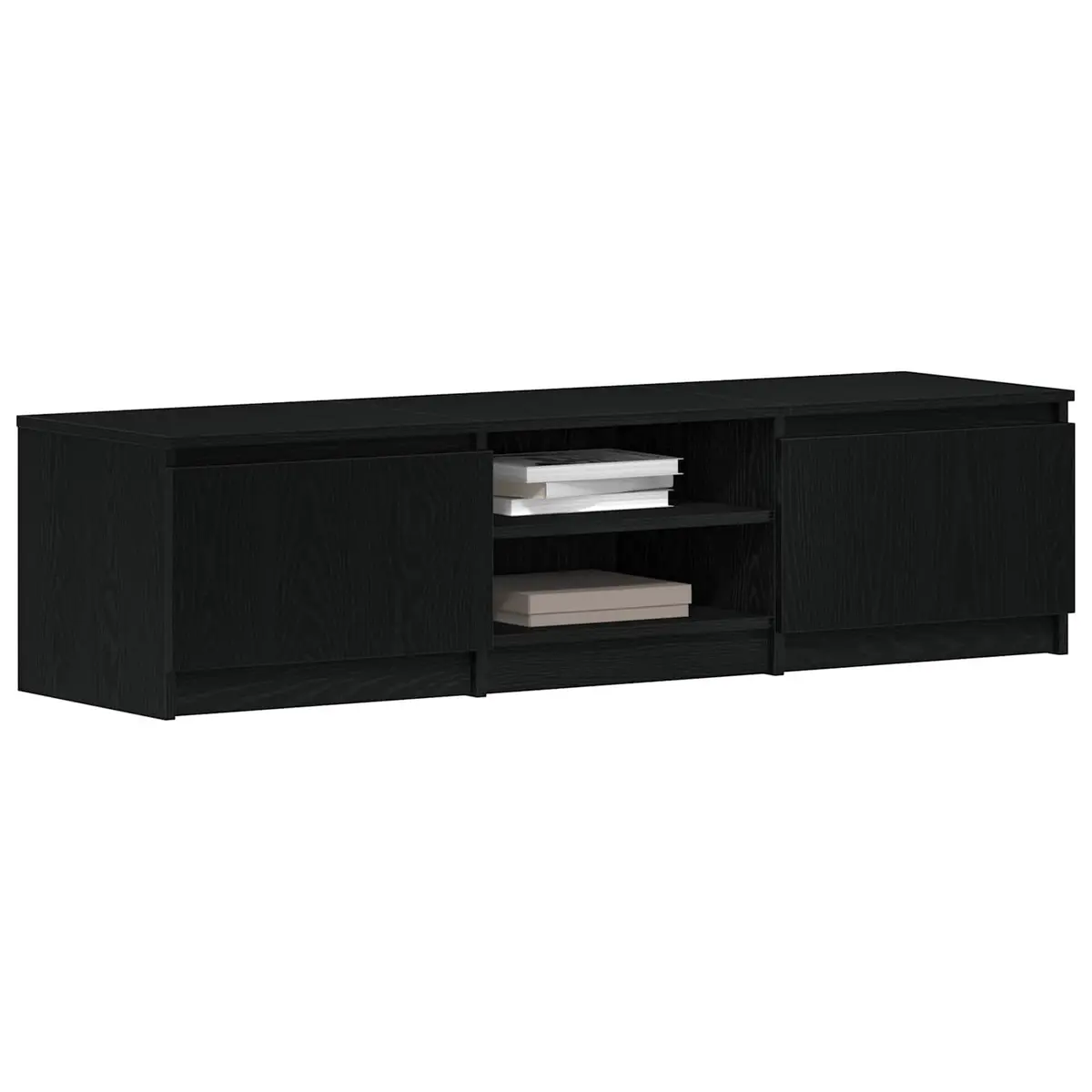 TV Cabinet Living Room Black Oak 140x40x36cm Engineered Wood Storage Unit