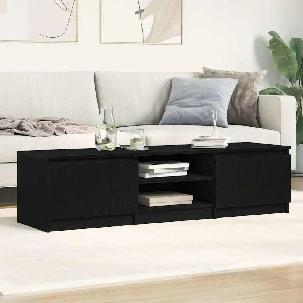 TV Cabinet Living Room Black Oak 140x40x36cm Engineered Wood Storage Unit