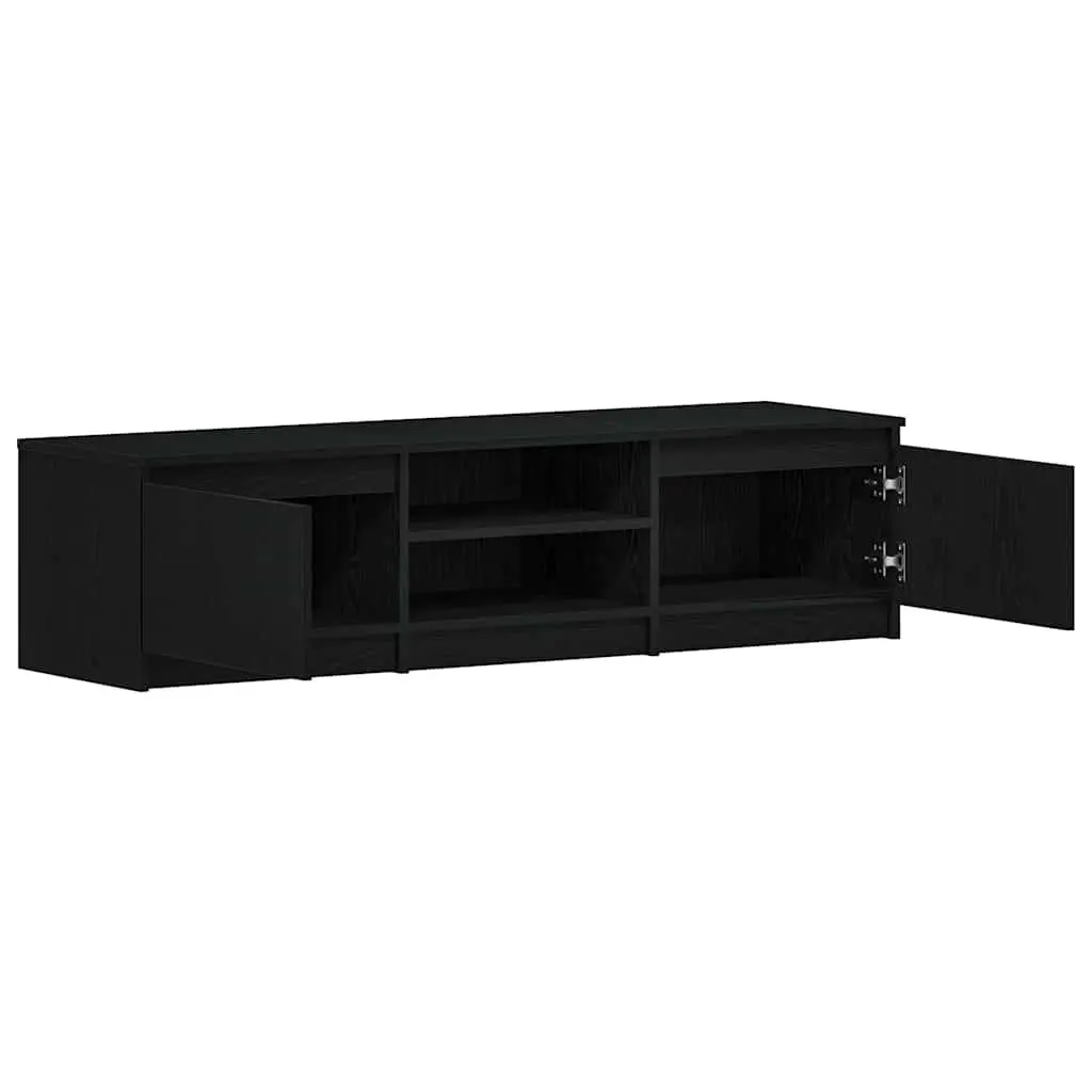 TV Cabinet Living Room Black Oak 140x40x36cm Engineered Wood Storage Unit