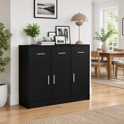 Black Oak Sideboard: 91x28x75 cm, Engineered Wood Storage