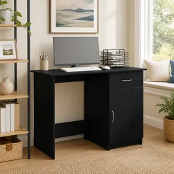 Black Engineered Wood Desk Dimensions: 100x50x76cm