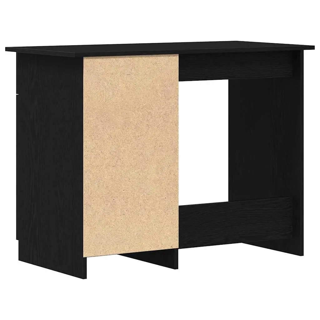 Black Engineered Wood Desk with Drawer Modern Home Office Compact 100x50x76cm