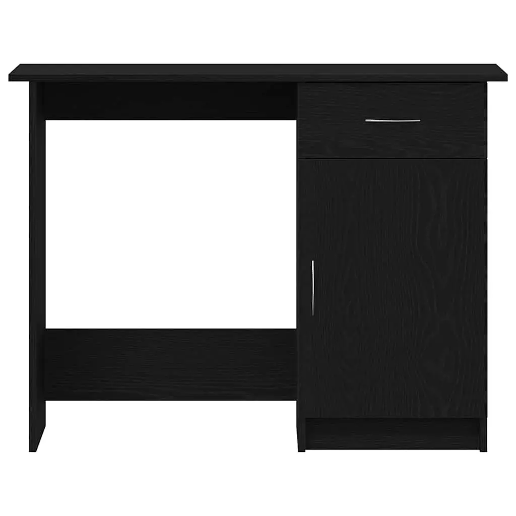 Black Engineered Wood Desk with Drawer Modern Home Office Compact 100x50x76cm