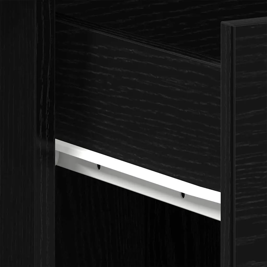 Black Engineered Wood Desk with Drawer Modern Home Office Compact 100x50x76cm